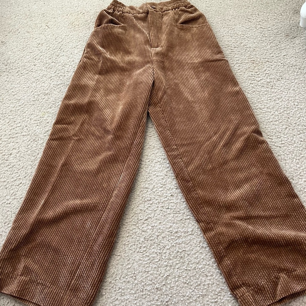 Zara KIDS 13-14 brown wide leg corduroy pants - Picture 1 of 2
